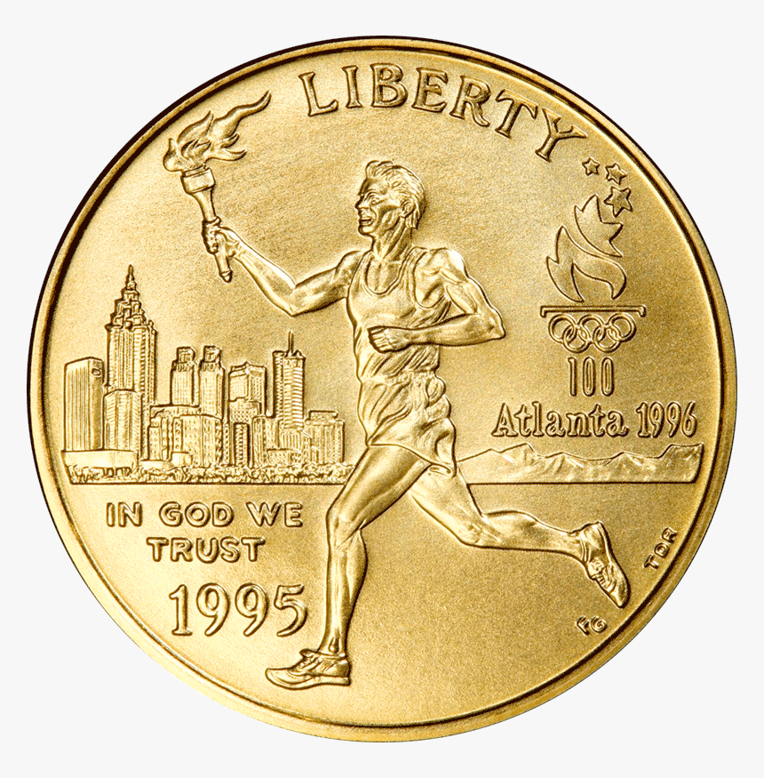 1995-w Olympic Torch Runner $5 Commemorative Gold ~, HD Png Download, Free Download