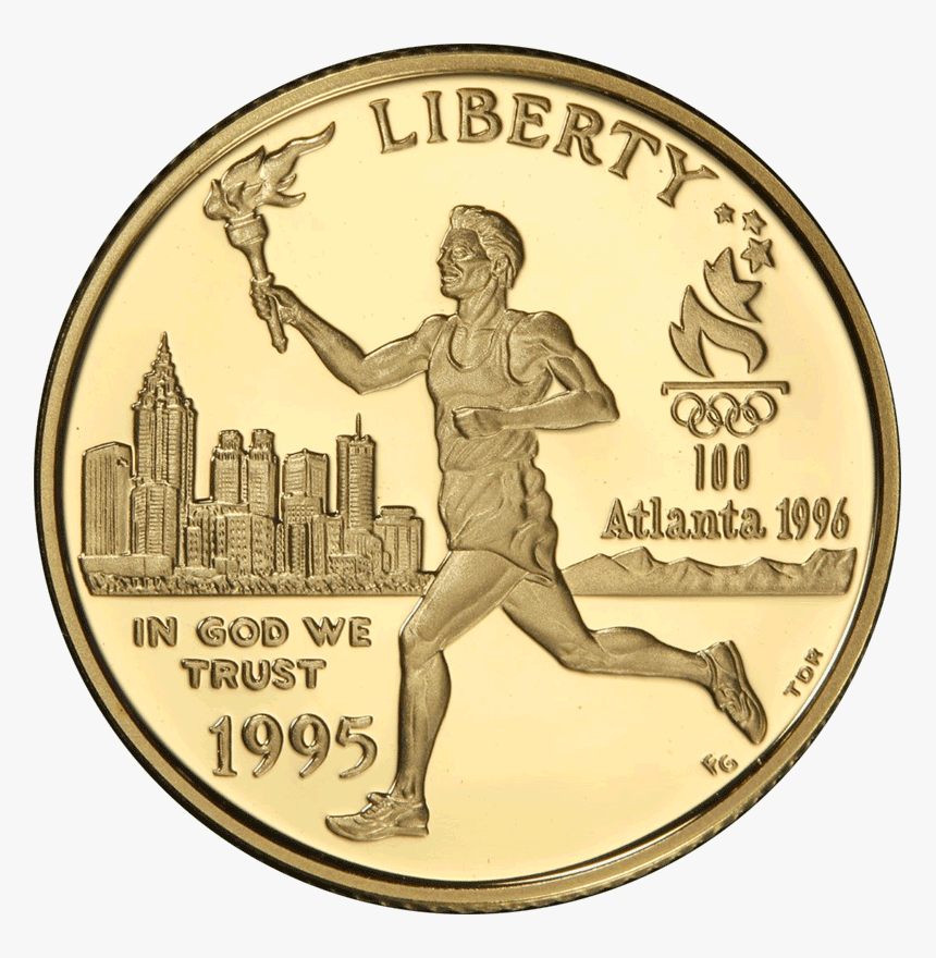 1995-w Olympic Torch Runner $5 Commemorative Gold ~, HD Png Download, Free Download