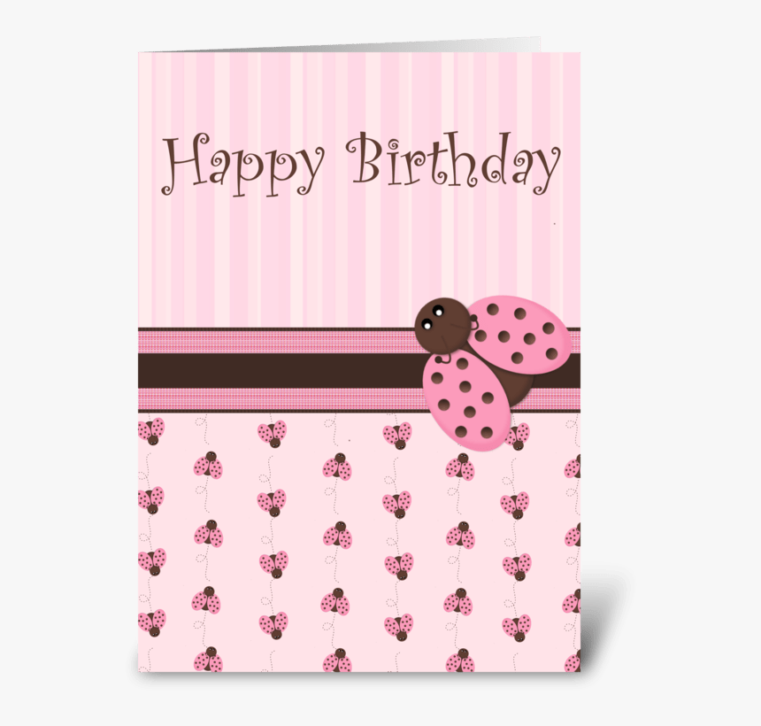 Pink & Brown Ladybug Greeting Card, HD Png Download, Free Download