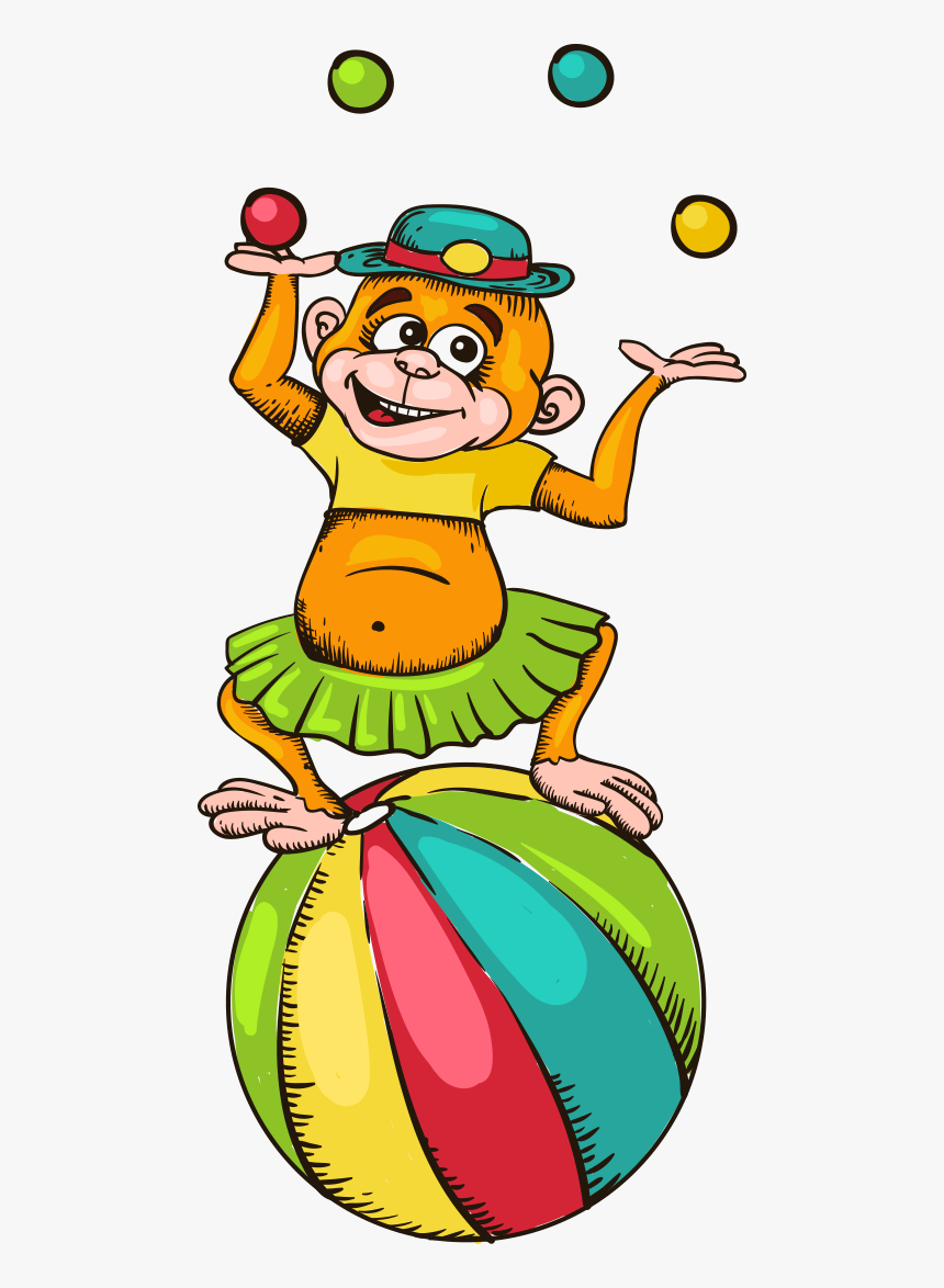 Monkey Circus Cartoon Icon Free Download Image, HD Png Download, Free Download