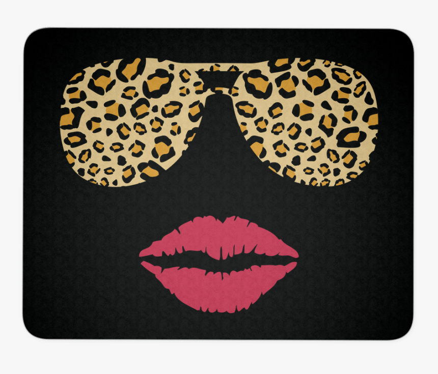 Leopard Sunglasses & Red Lipstick Lips Kiss White, HD Png Download, Free Download