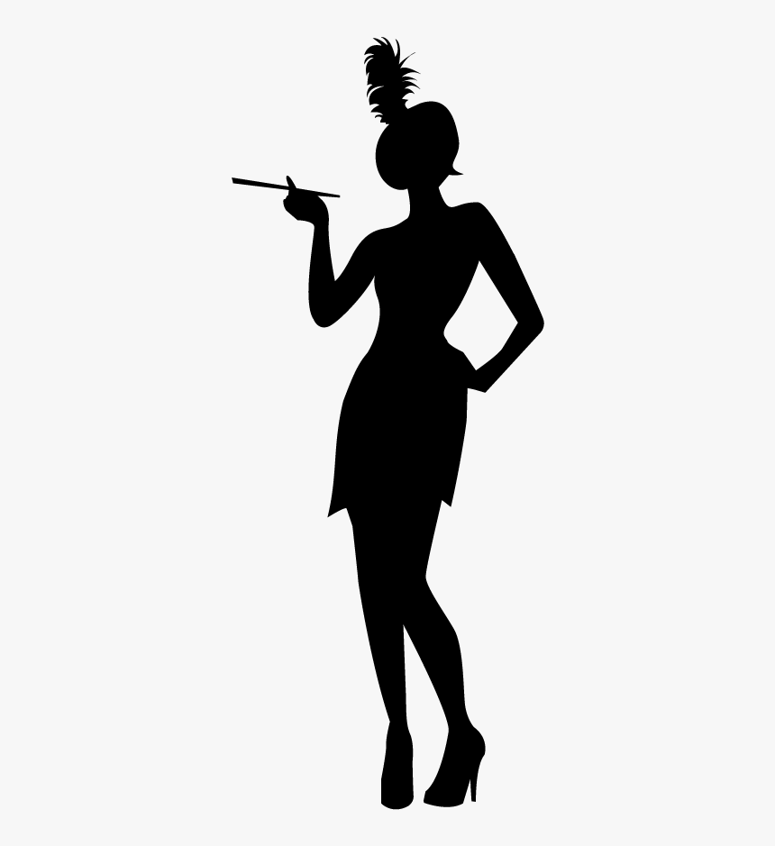 1920s Flapper Silhouette Roaring Twenties - 1920s Flapper Silhouette, HD Png Download, Free Download