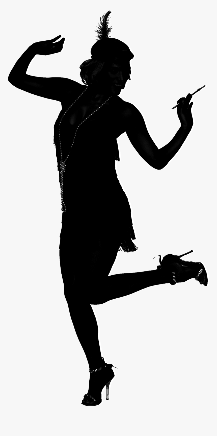 1920s Flapper Roaring Twenties Silhouette Dance - Transparent Flapper Silhouette, HD Png Download, Free Download