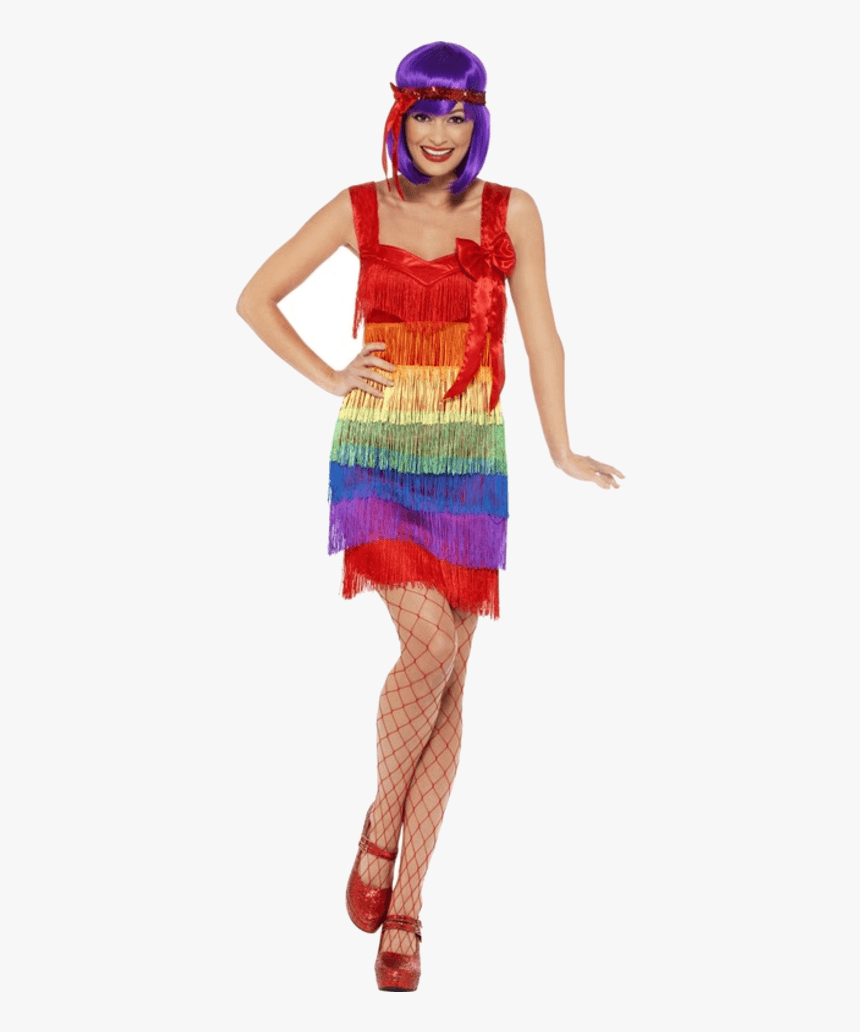 Adult Rainbow Flapper Costume - 20s Rainbow Flapper Dress, HD Png Download, Free Download