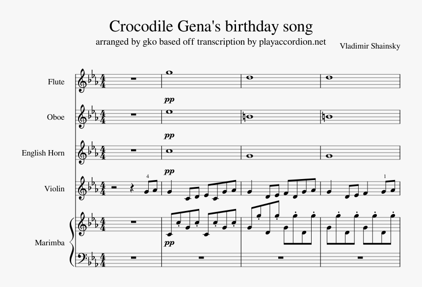 Crocodile Gena"s Birthday Song - It's Beginning To Look A Lot Like Christmas Pdf Michael, HD Png Download, Free Download
