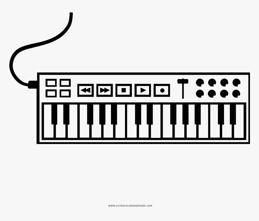 Midi Controller Coloring Page - Musical Keyboard, HD Png Download, Free Download