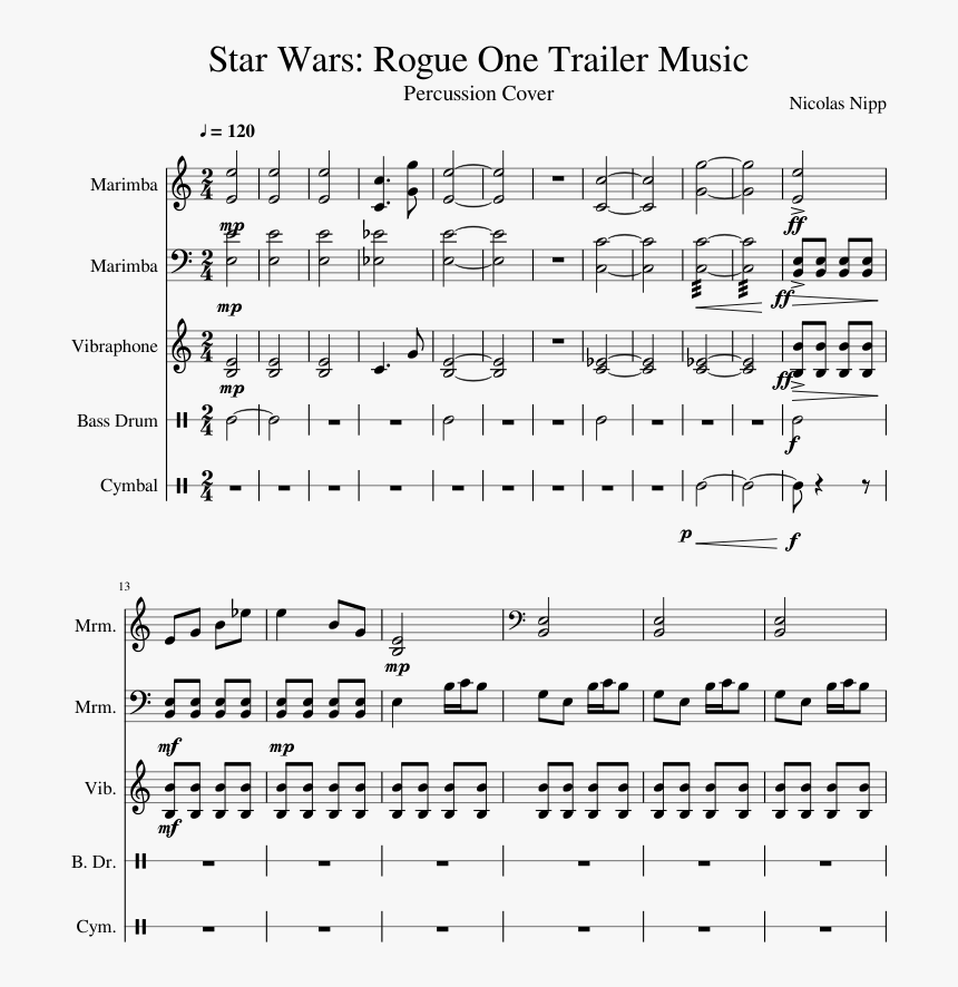 Rogue One Trailer Music Sheet Music Composed By Nicolas - Sheet Music, HD Png Download, Free Download