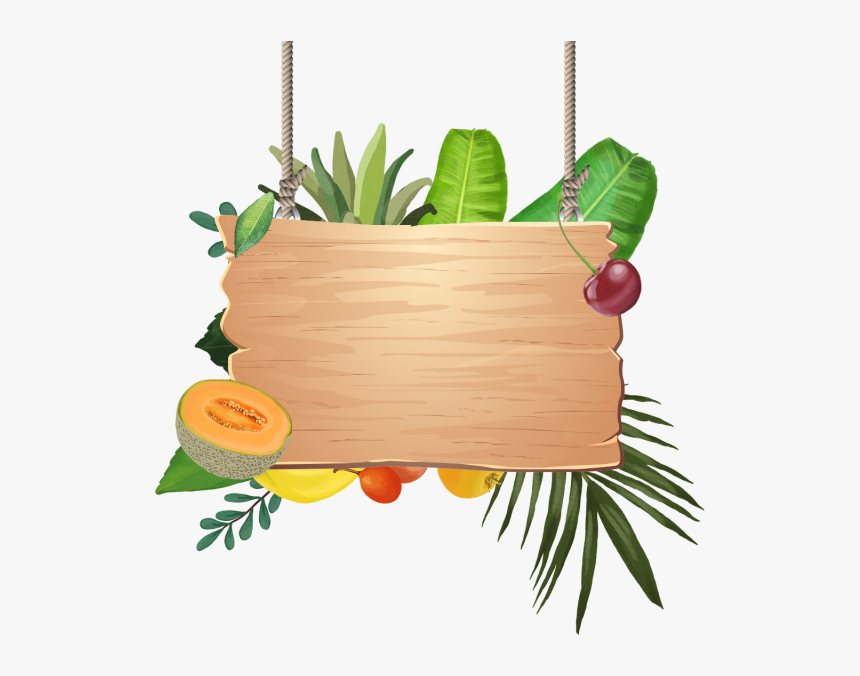 Decoration Of Tropical Fruits With Wooden Hanging, - Hanging Wood Clipart, HD Png Download, Free Download