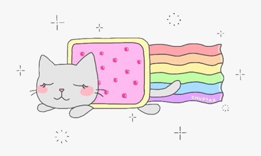 Overlay Cat Nyancat Space Sky Rainbow Tumblr Kawaii - Cartoon, HD Png Download, Free Download