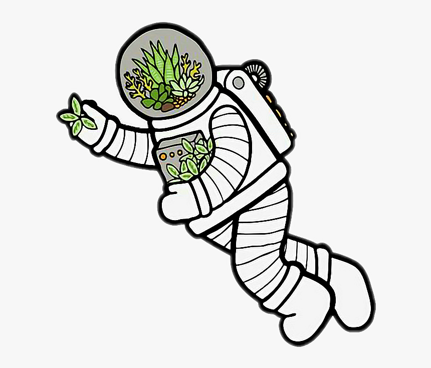 Space Astronaut Plant Leaf Plants Spaceman Outer Space - Space Stickers, HD Png Download, Free Download