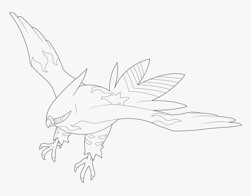 Lineart Talonflame Lineart Talonflame Coloring Sheet - Sketch, HD Png Download, Free Download