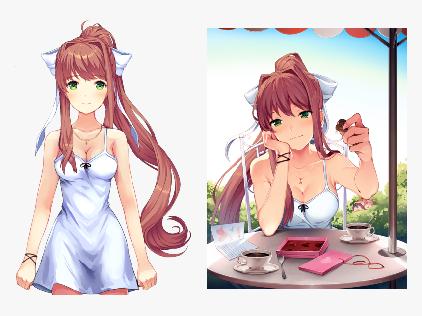 Doki Doki Monika Hand On Hip Png - Ddlc Monika Valentines Day, Transparent Png, Free Download