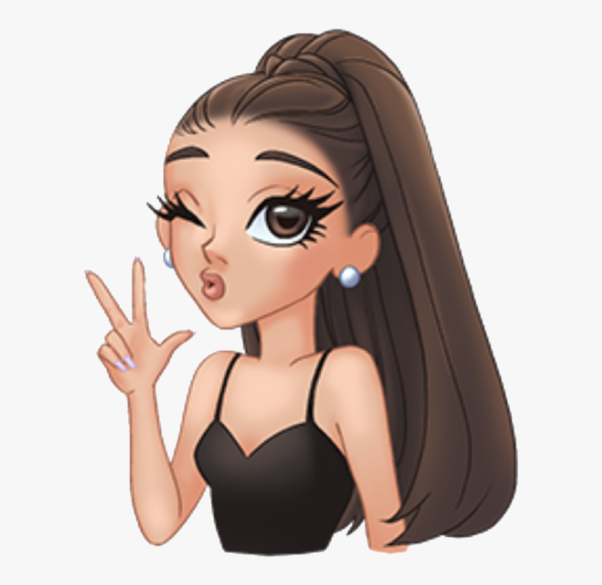 Arimoji Wink Peace Cute Kiss Kissyface Arianagrande - Cute Cartoon Ariana Grande, HD Png Download, Free Download