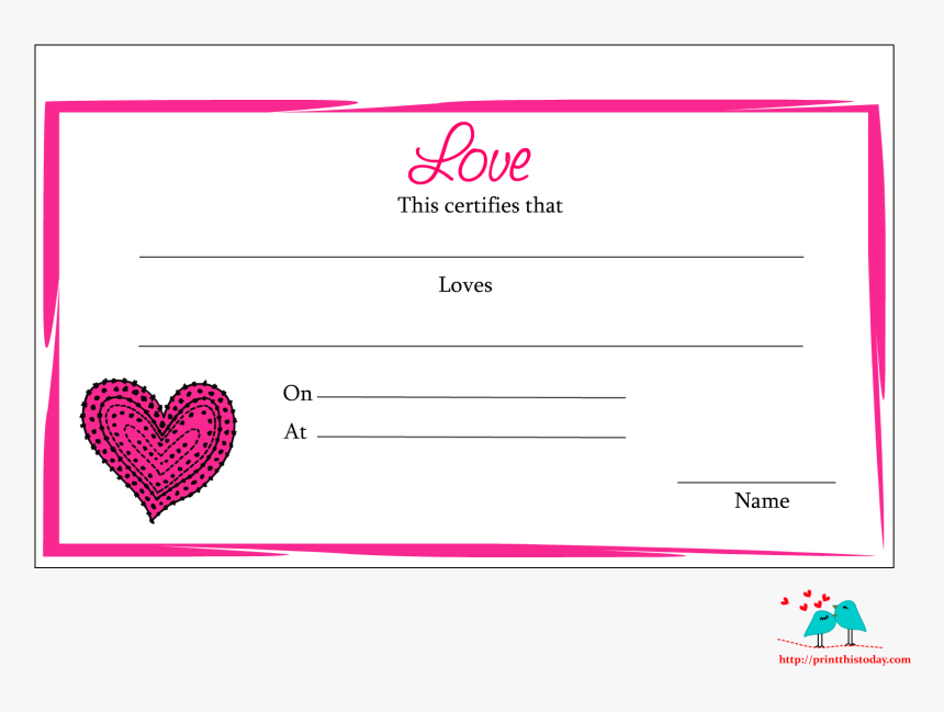 Clip Art Free Printable Certificate For - Love Certificate For Girlfriend, HD Png Download, Free Download