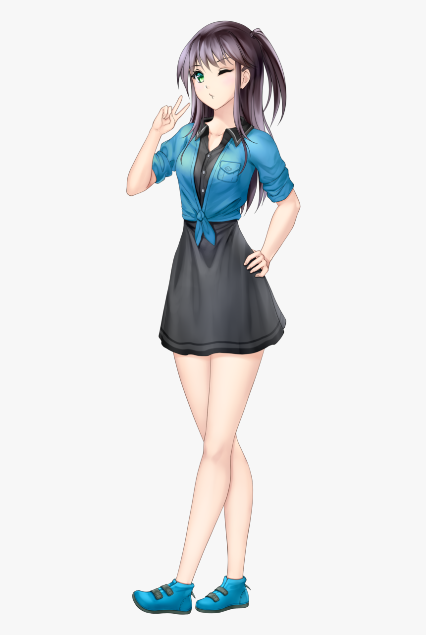 Anime Girl With Black - Anime Girl Wearing Blouse, HD Png Download, Free Download