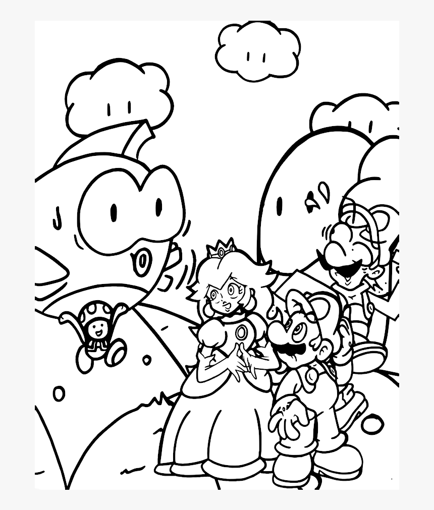 Mario Luigi And Princess Peach Coloring Pages, HD Png Download, Free Download