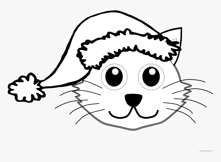 Cat Outline Animal Free Black White Clipart Images - Cat With A Hat Clipart Black And White, HD Png Download, Free Download