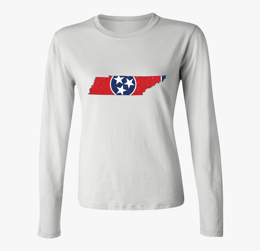 Tennessee Flag State Outline Red Womens Long Sleeve - Long-sleeved T-shirt, HD Png Download, Free Download