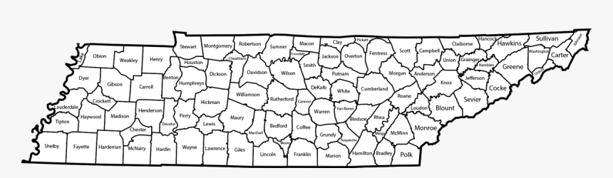 Map Of Tennessee Counties - Tennessee Counties Map, HD Png Download, Free Download