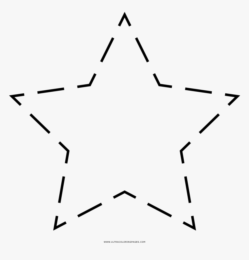 Dashed Star Coloring Page - Star Writing Template With Lines, HD Png Download, Free Download