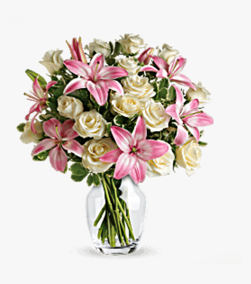 Always A Lady Bouquet - Pink Lilies And White Roses Bouquet, HD Png Download, Free Download