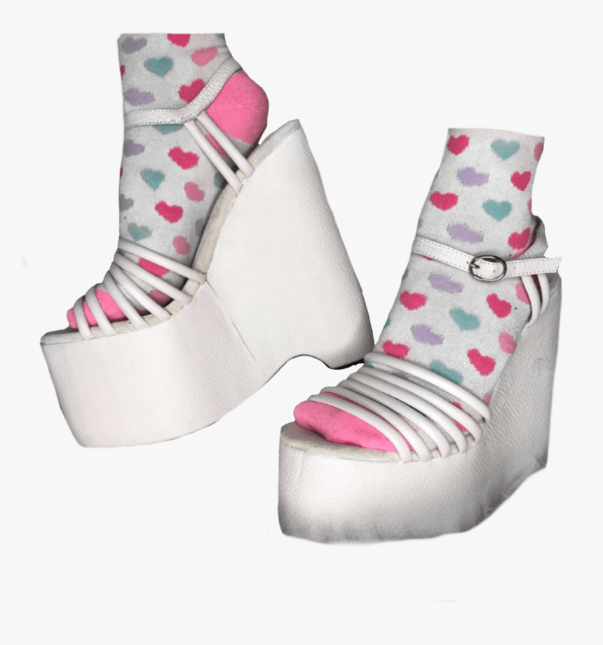Shoes 90s 80s Retro Socks Pink Girl Woman Whiteshoes - Basic Pump, HD Png Download, Free Download