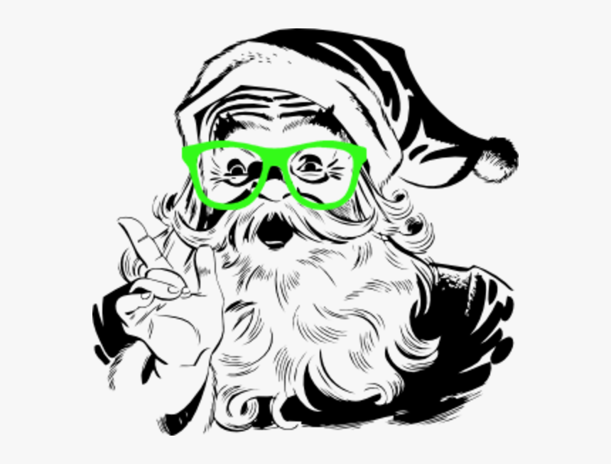 Vector Library Beard Clipart Xmas - Santa Claus Black And White, HD Png Download, Free Download