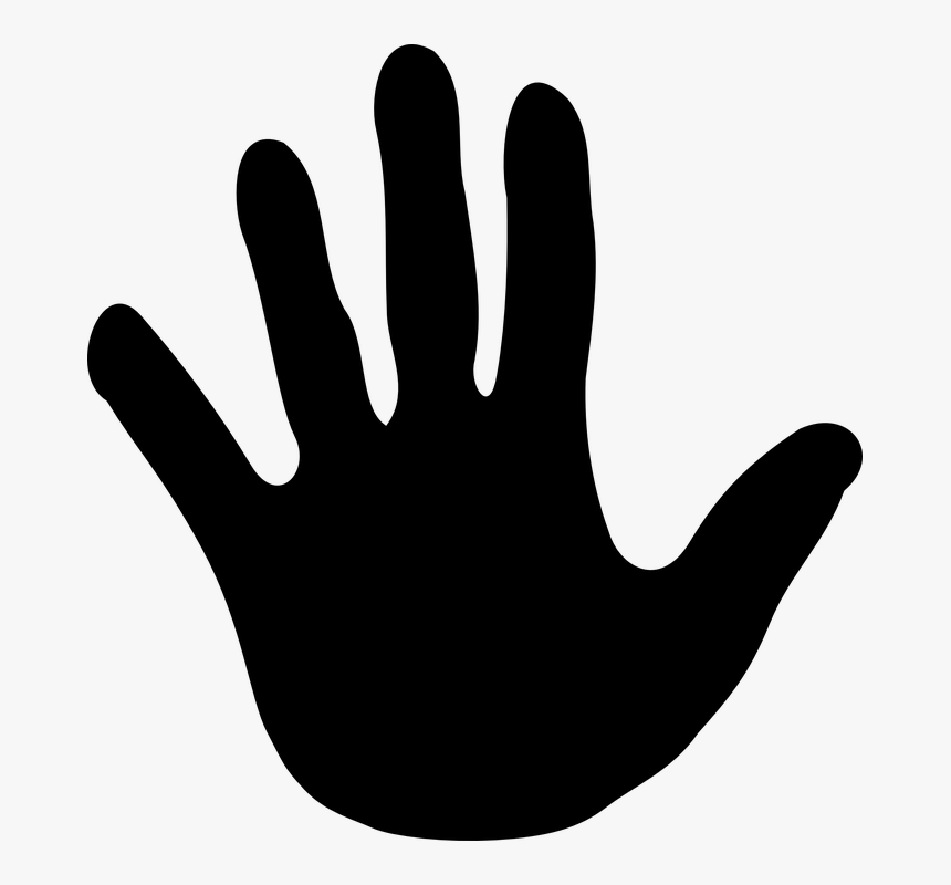 Handprint Outline Finger Clipart Hand Palm Pencil And - Black Handprint, HD Png Download, Free Download