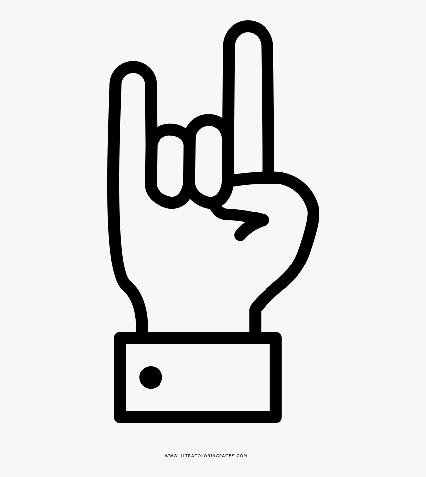 Rock Hand Coloring Page - Index Finger Png, Transparent Png, Free Download