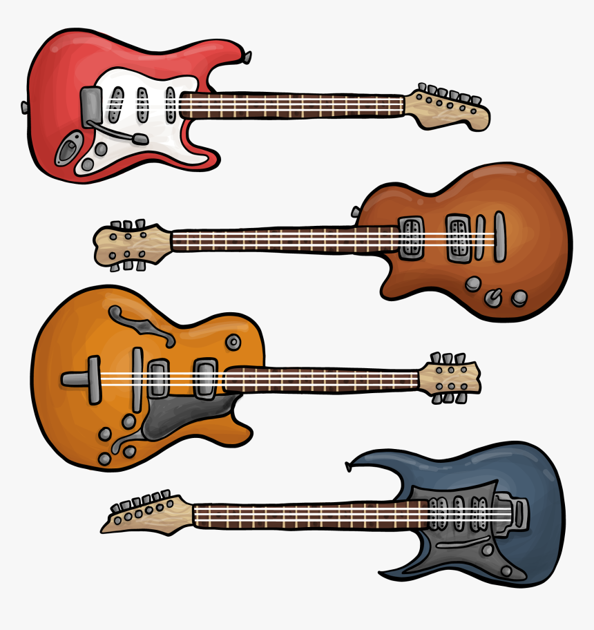 Electric Ukulele Guitar Bass Rock Hand-painted Clipart - Electric Guitar, HD Png Download, Free Download