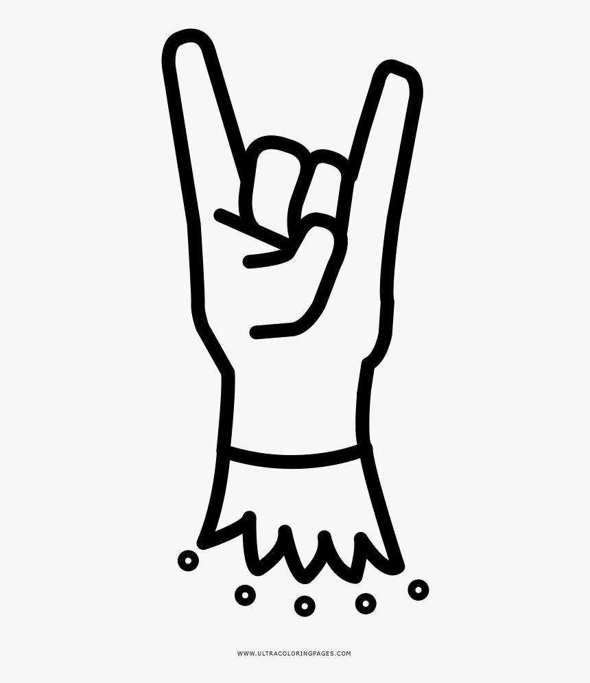 Rock On Coloring Page - Line Art, HD Png Download, Free Download
