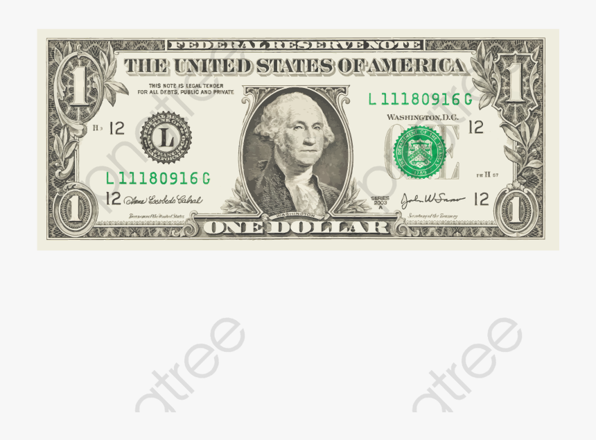 Dollar Bill Clipart Vector - One Dollar Bill Png, Transparent Png, Free Download