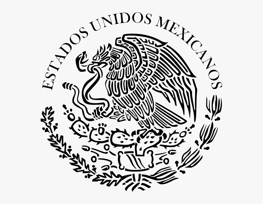 Seal Of The Government Of Mexico Linear Clip Art At - Mexican Flag Eagle Black And White, HD Png Download, Free Download