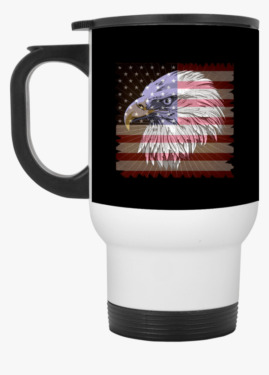 American Flag Eagle White Travel Mug - Mug, HD Png Download, Free Download