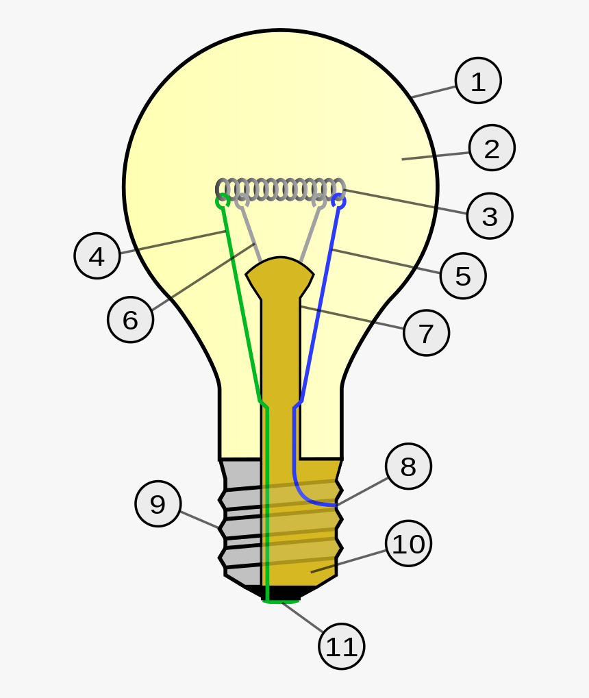 Christmas Light Bulb Outline - Parts Of An Incandescent Light Bulb, HD Png Download, Free Download