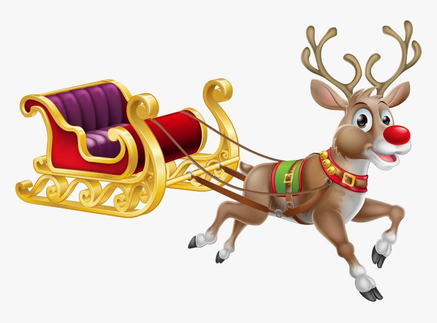 Transparent Sledding Png - Santa Claus Reindeer Rudolph, Png Download, Free Download