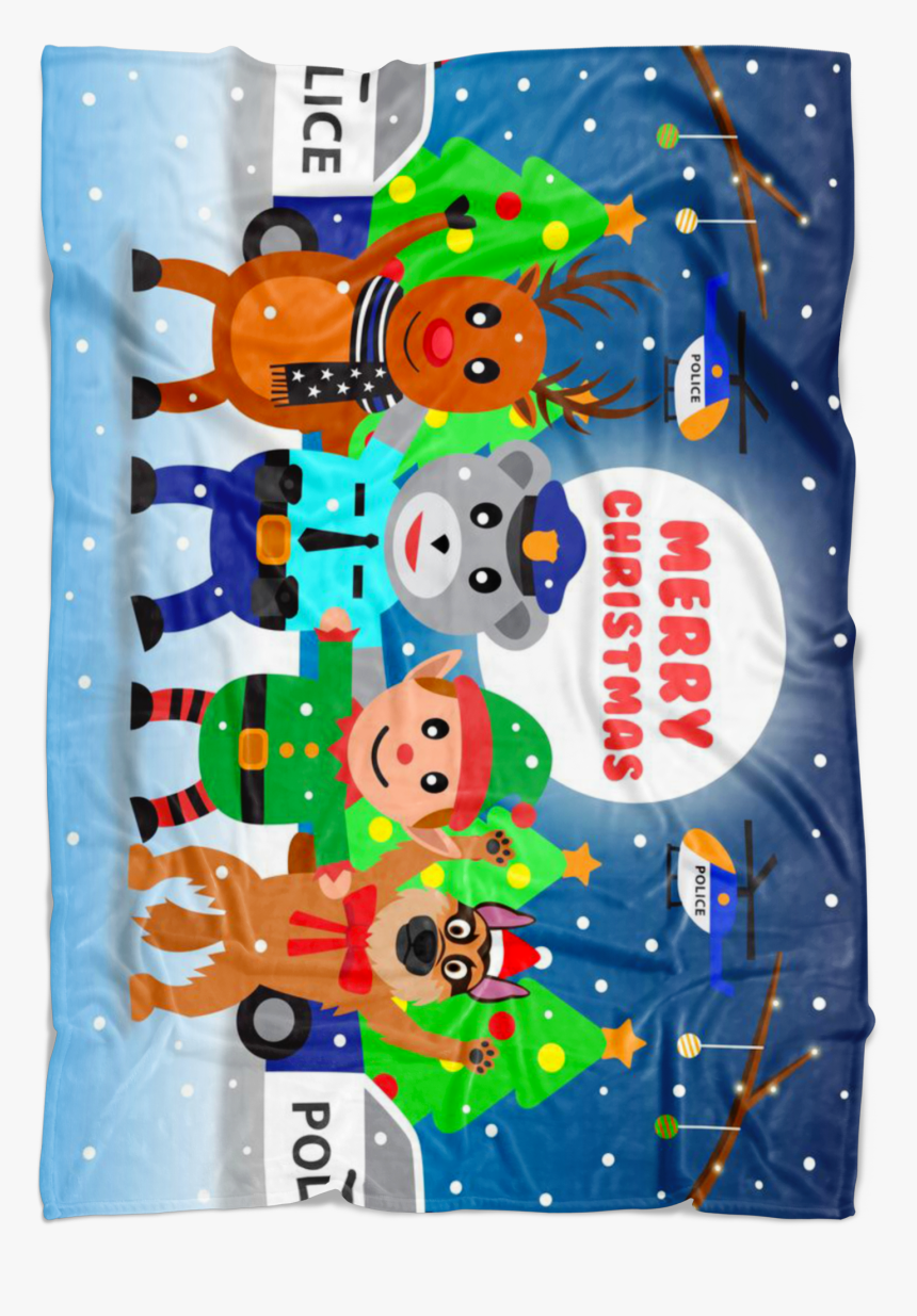 Police Santa Reindeer Christmas Blanket"
 Class= - Cartoon, HD Png Download, Free Download