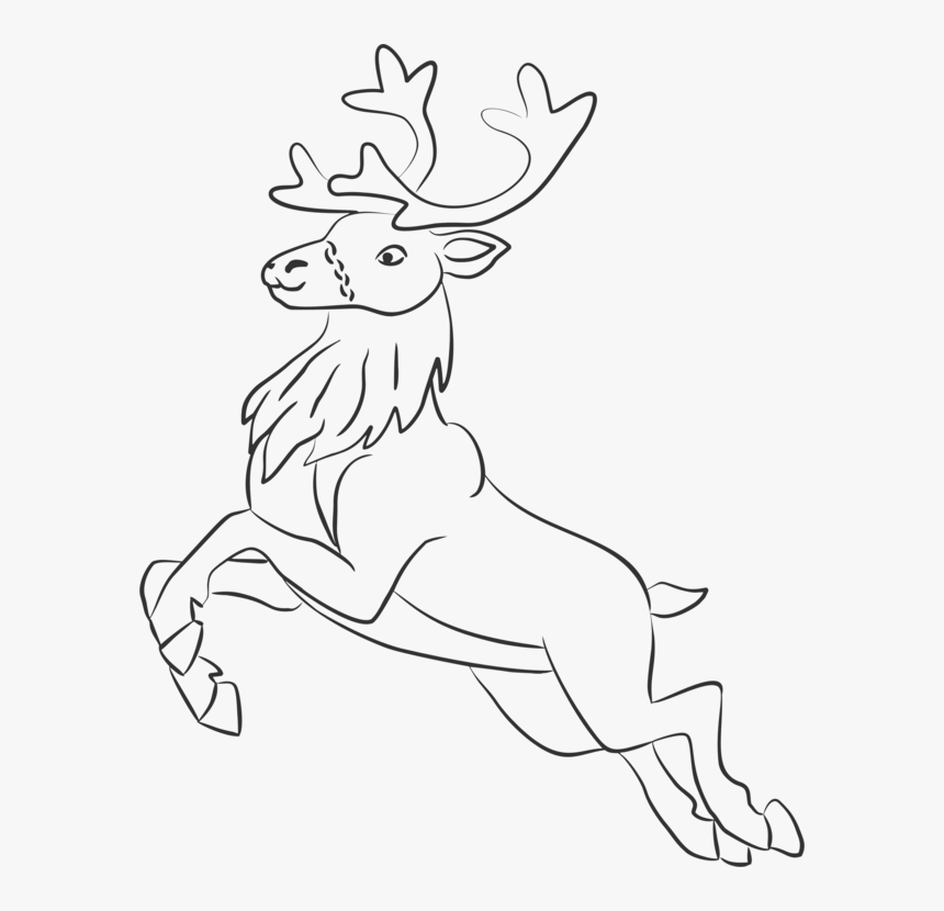 Drawing Santa Claus Reindeer, HD Png Download, Free Download