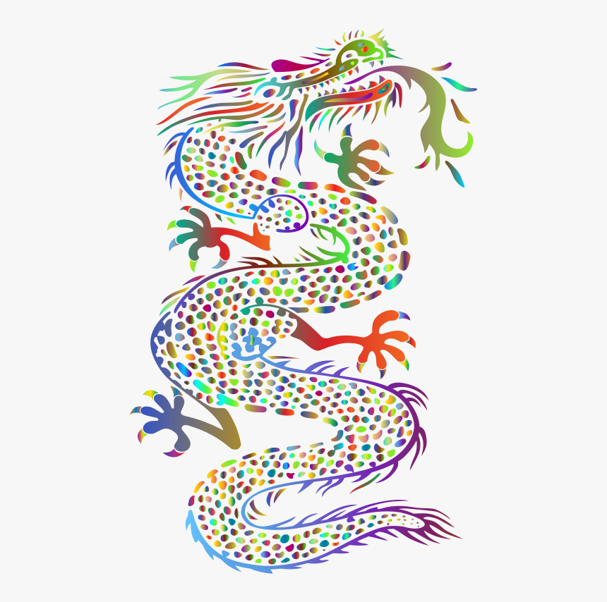 Chromatic Asian Dragon No Background - Chinese Dragon Black And White, HD Png Download, Free Download