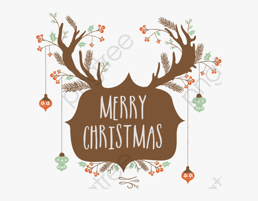 Antlers Clipart Brown - Merry Christmas Deer, HD Png Download, Free Download