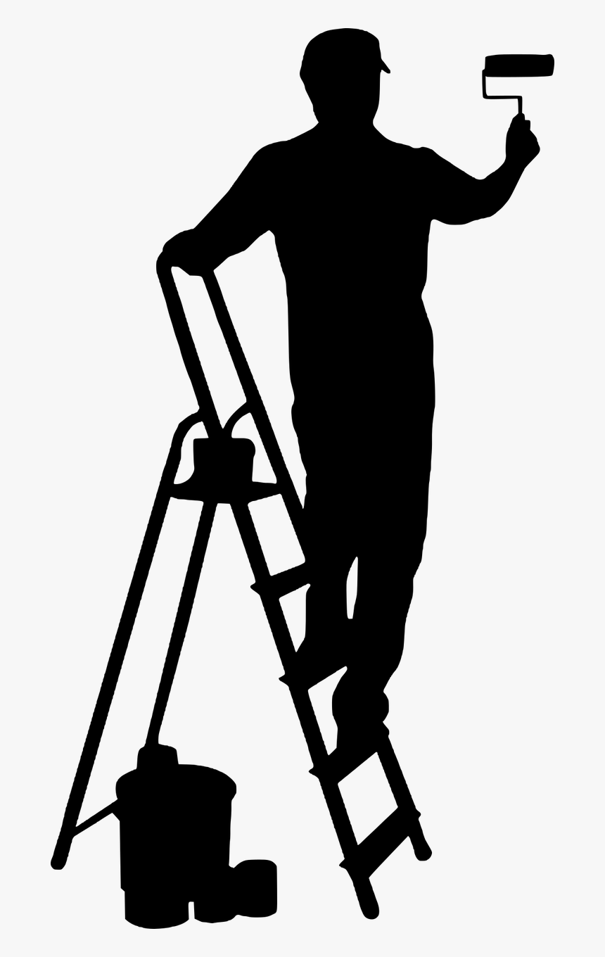 Transparent Painter On Ladder Clipart - Paint And Decorator Clip Art, HD Png Download, Free Download