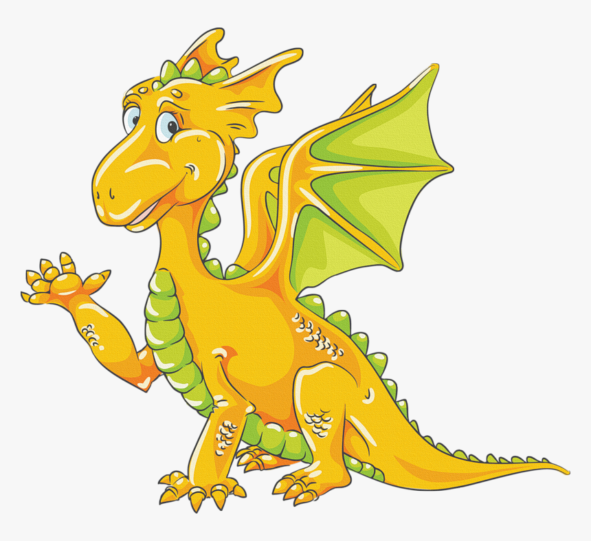 Dragon Clip Fairytale - Yellow And Blue Dragon, HD Png Download - kindpng.