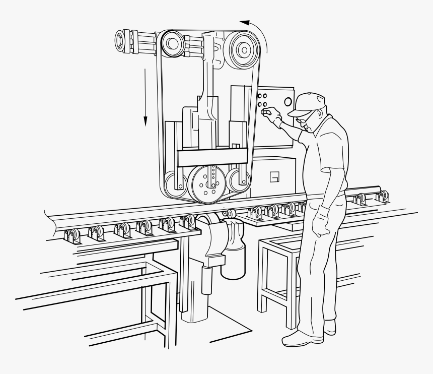 Rail Polishing Machine Clip Arts - Factory Worker Clipart Black And White, HD Png Download, Free Download