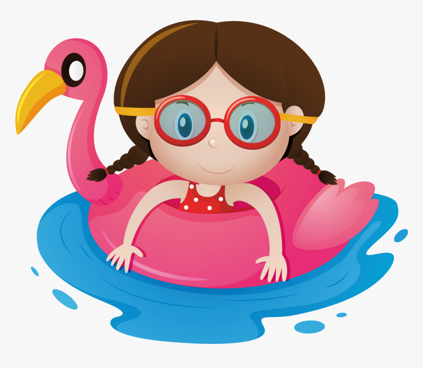 Child Clipart Swimming Pool - Floating In Pool Clipart, HD Png Download, Free Download