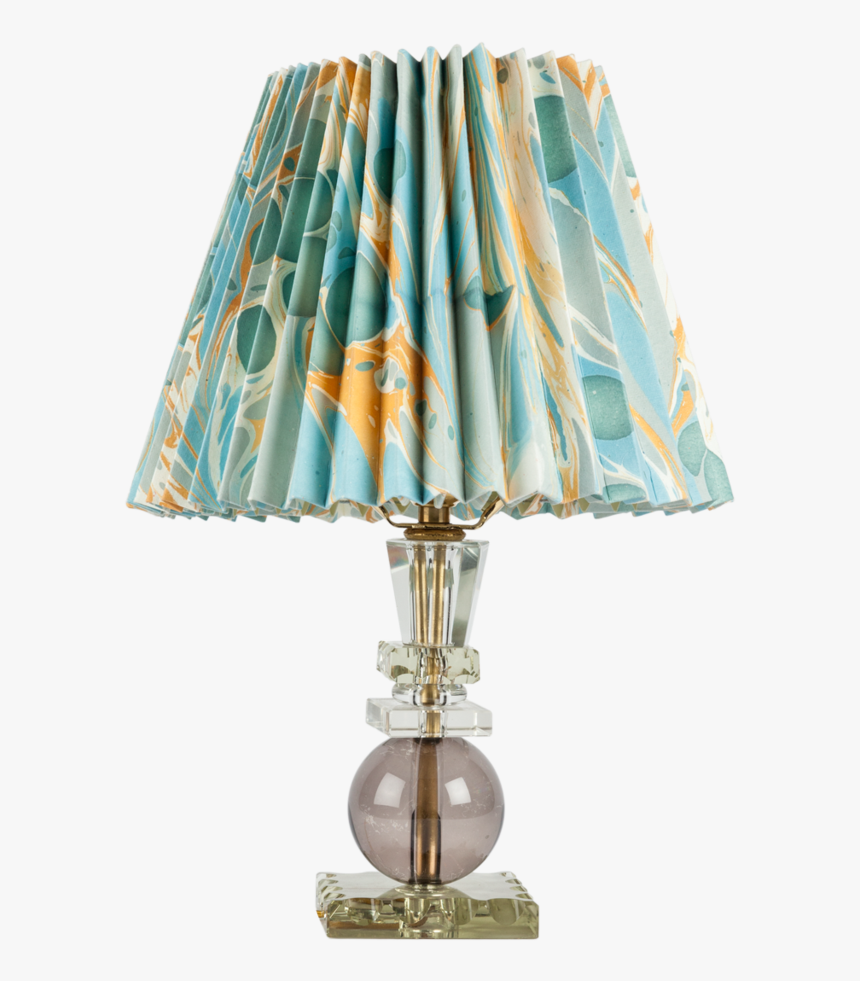 Vintage Crystal Table Lamp With Pleated Paper Shade - Lamp, HD Png Download, Free Download