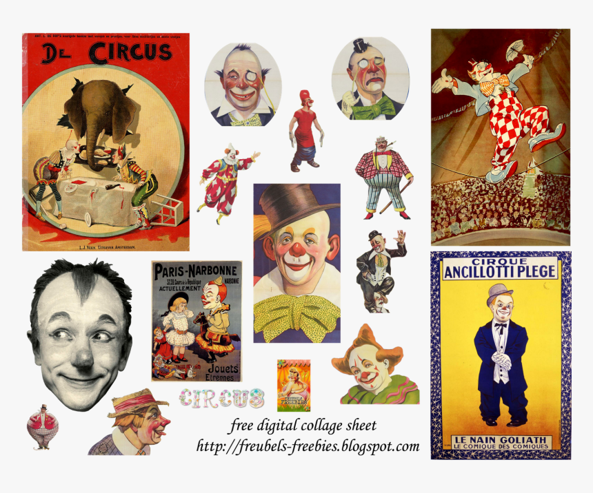 Vintage Clowns Printable Vintage Clown, Vintage Paper, - Collage, HD Png Download, Free Download