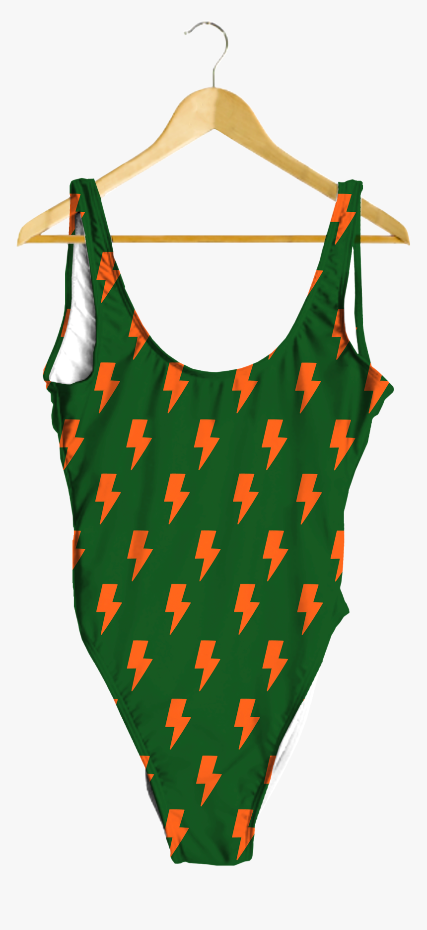 Orange Lightning Bolts On Green One-piece - Hairy Man Bathing Suit, HD Png Download, Free Download