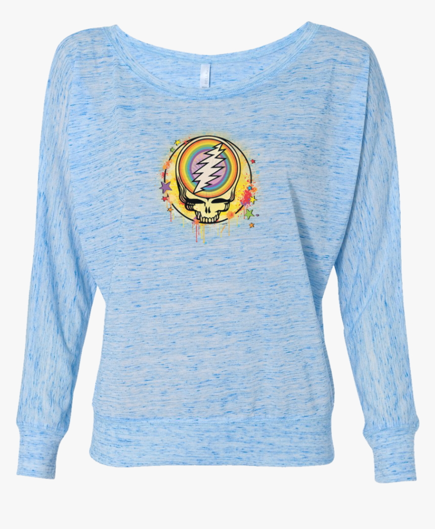 A Light Blue Women"s Off The Shoulder Long Sleeve Shirt, - Long-sleeved T-shirt, HD Png Download, Free Download