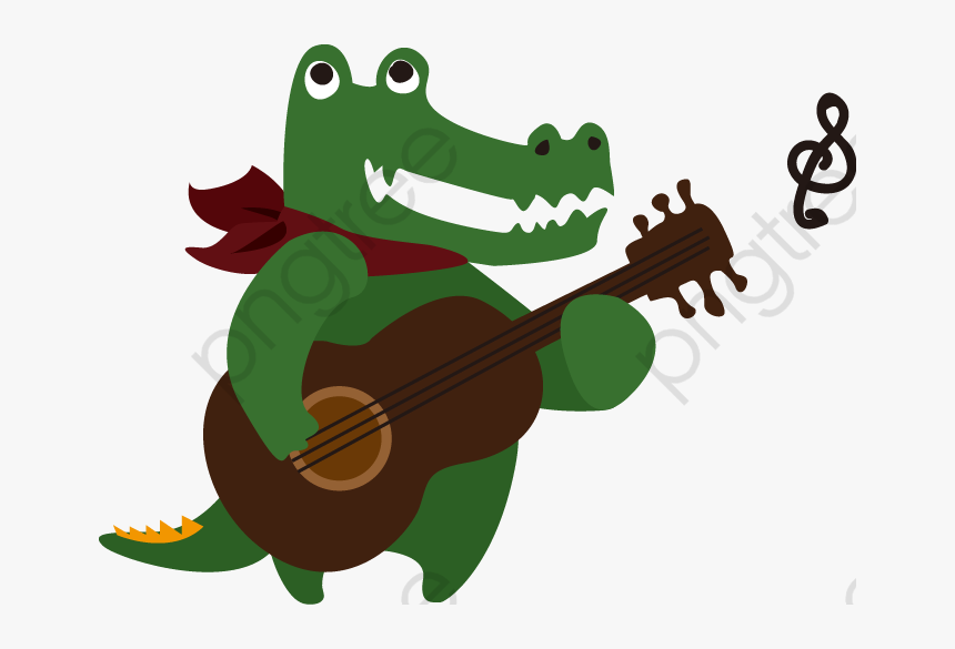 Alligator Cartoon Png - Alligator Playing Guitar Png, Transparent Png, Free Download