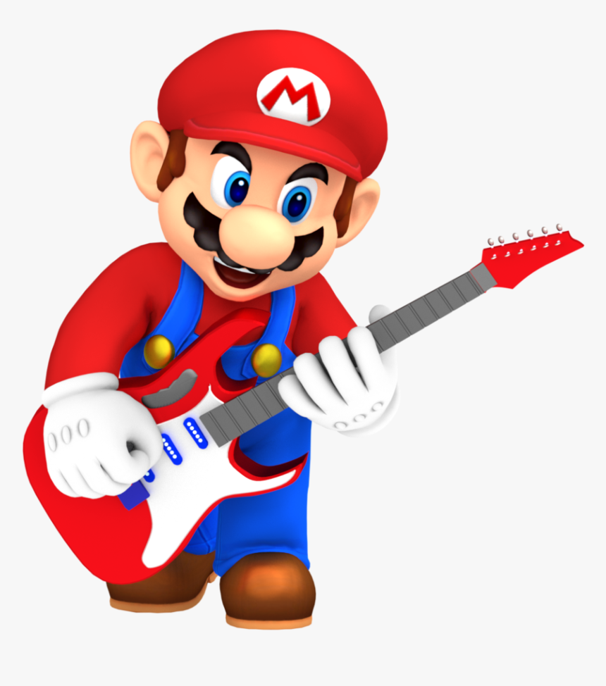 Mario Playing Electric Guitar By Nintega-dario - Super Mario Playing Guitar, HD Png Download, Free Download